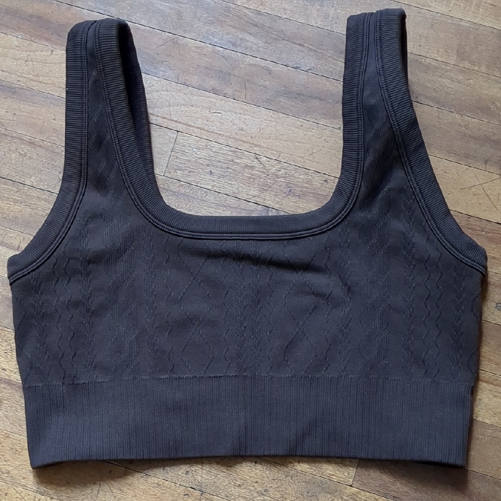 JoyLab Brown Sports Bra with Ribbed Fabric